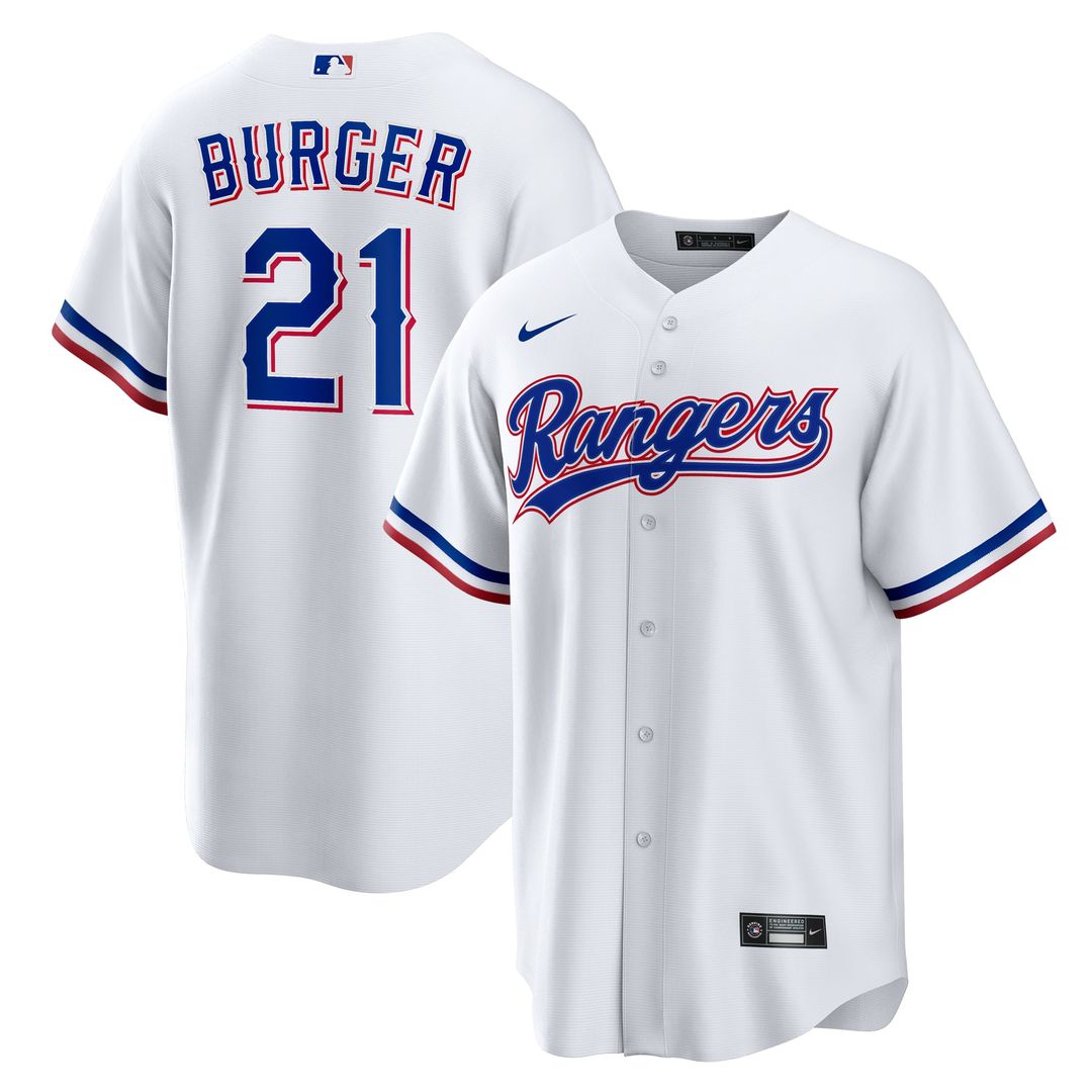 Texas Rangers Nike White Replica MLB baseball jersey