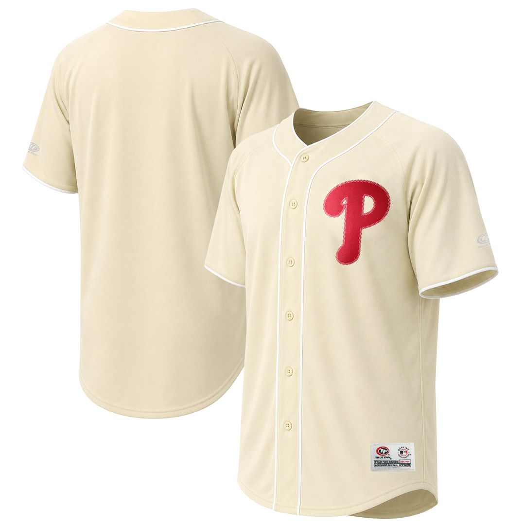 Philadelphia Phillies Stitches Cream Authentic MLB baseball jersey