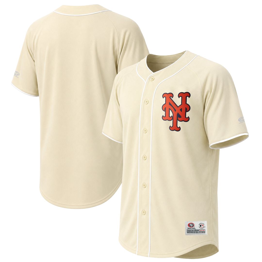 New York Mets Stitches Cream Authentic MLB baseball jersey