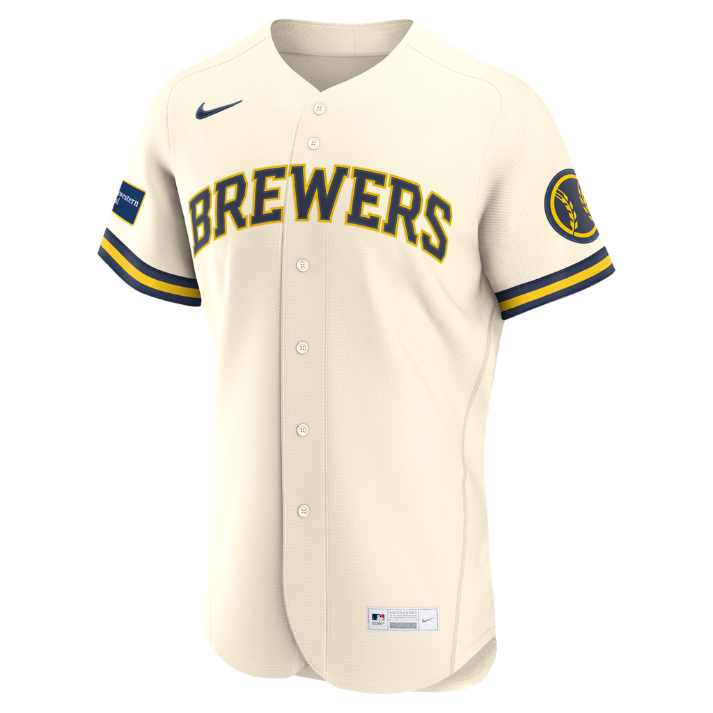 Milwaukee Brewers Nike Authentic Jersey Cream