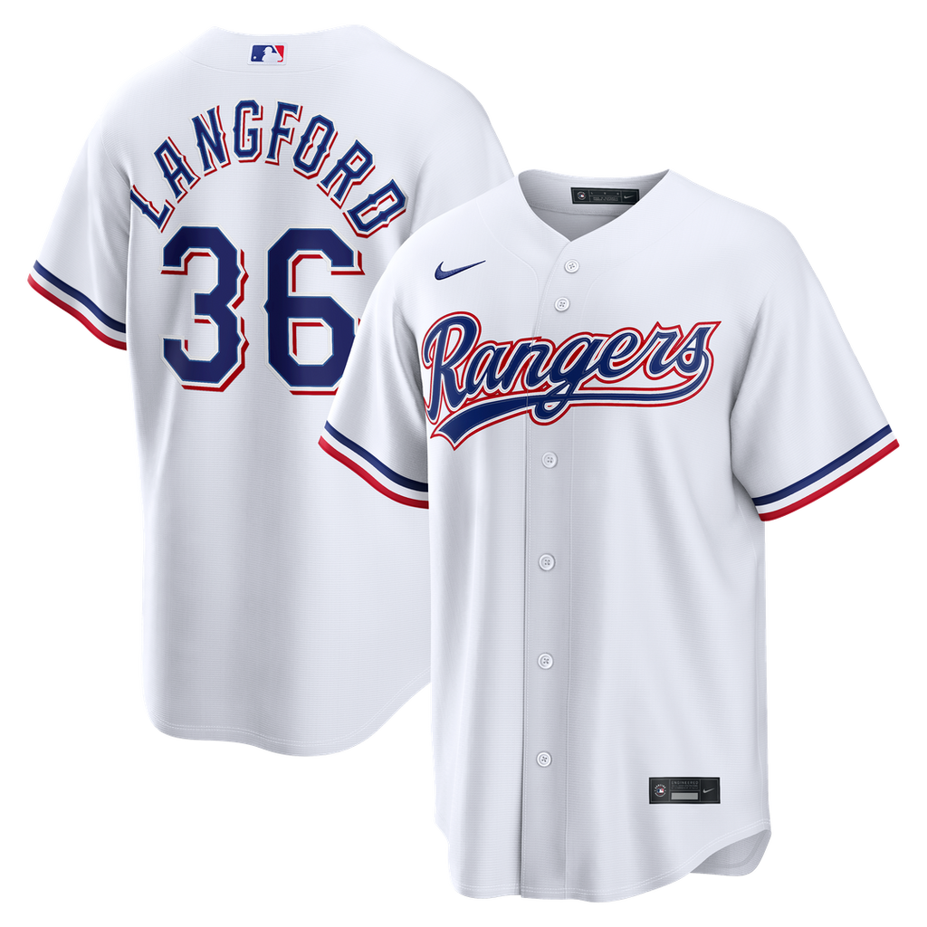 Texas Rangers Nike White Replica MLB baseball jersey