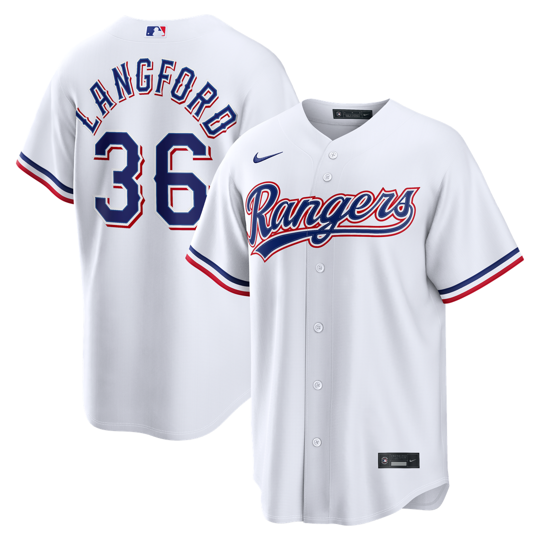 Texas Rangers Nike White Replica MLB baseball jersey