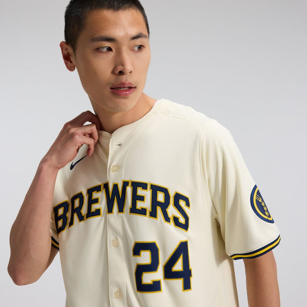 Milwaukee Brewers Nike Authentic Jersey Cream