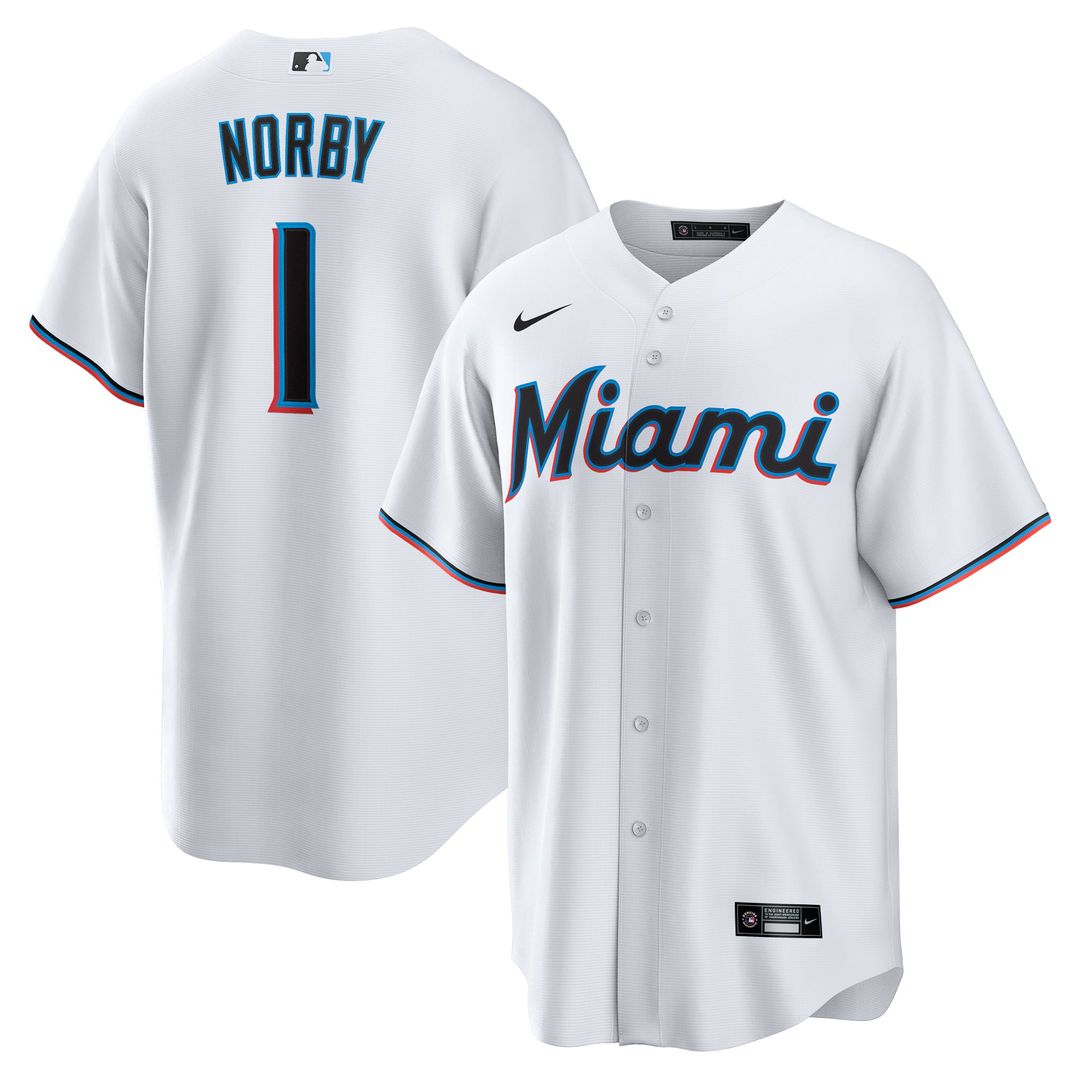 Miami Marlins Nike White Replica MLB baseball jersey