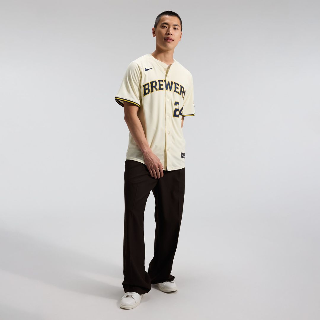 Milwaukee Brewers Nike Authentic Jersey Cream