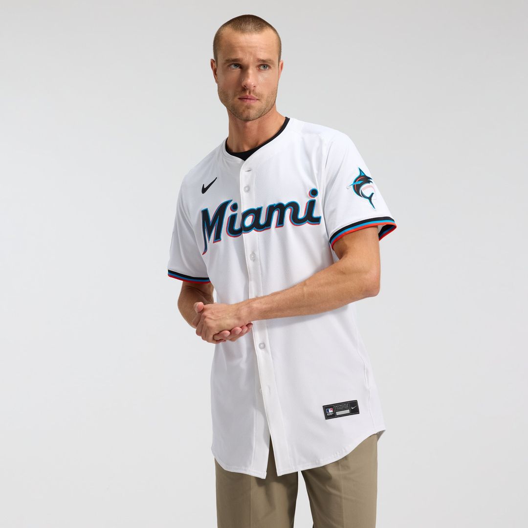 Miami Marlins Nike White Authentic MLB baseball jersey