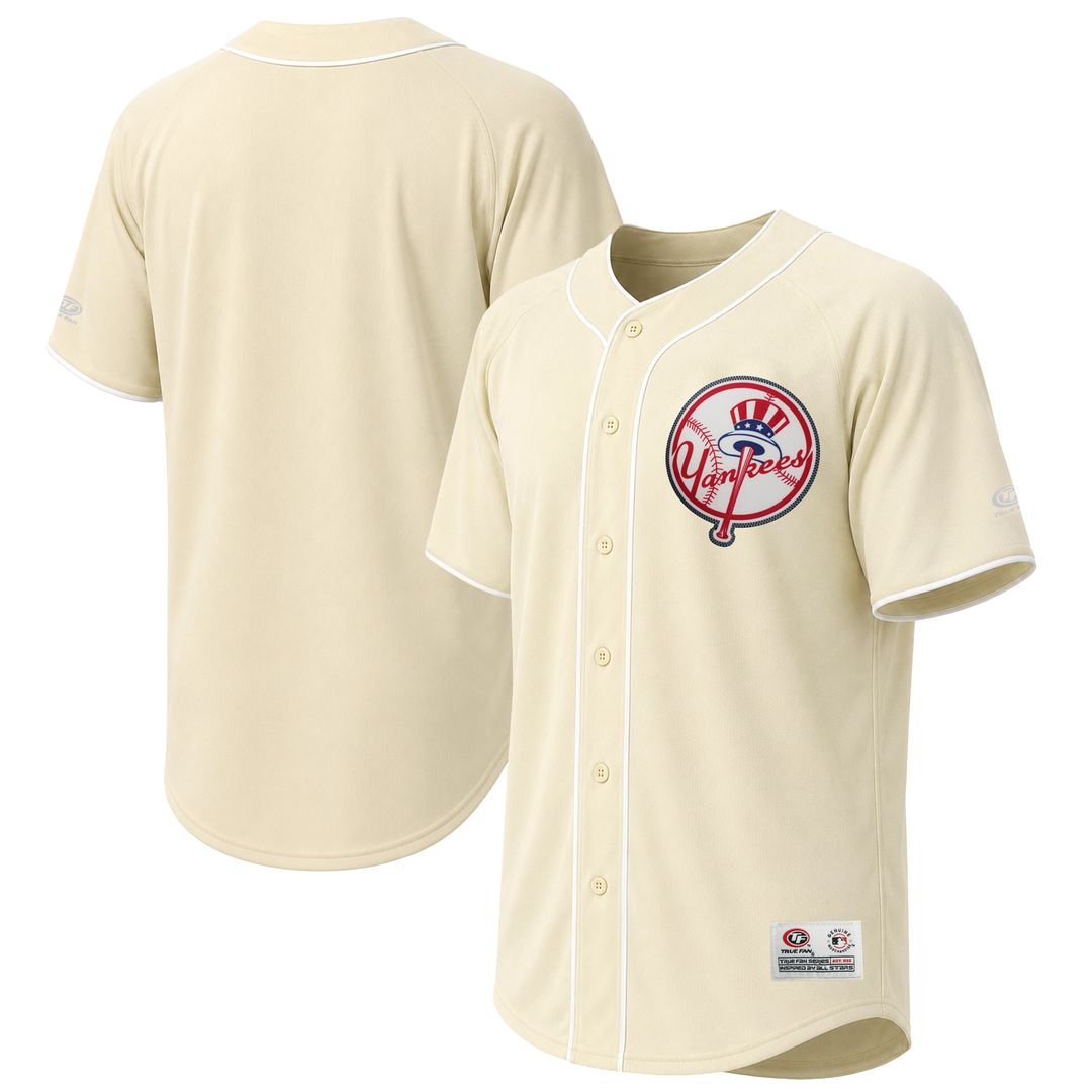 New York Yankees Stitches Cream Authentic MLB baseball jersey