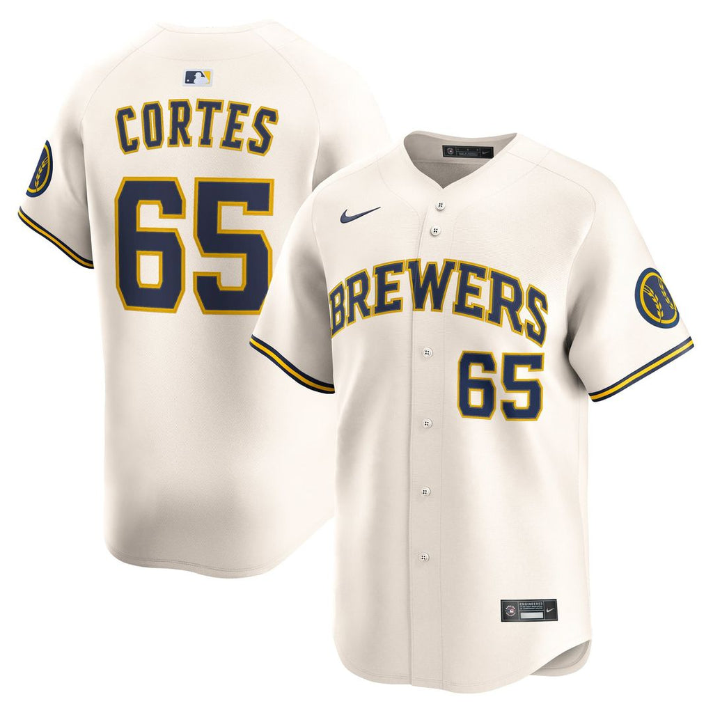 Milwaukee Brewers Nike Cream Authentic MLB baseball jersey