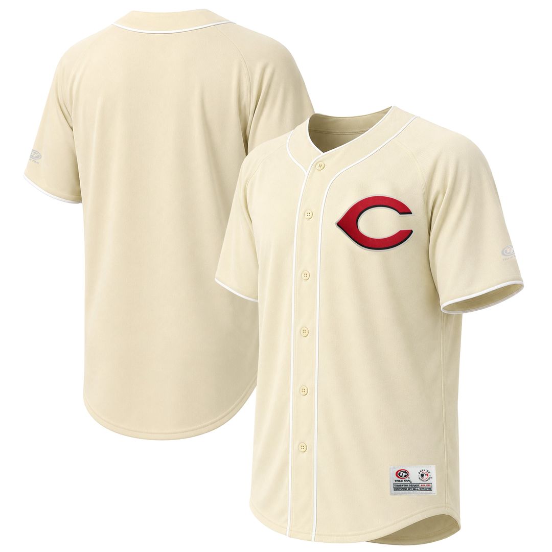 Cincinnati Reds Stitches Cream Authentic MLB baseball jersey