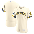 Milwaukee Brewers Nike Cream Authentic MLB baseball jersey