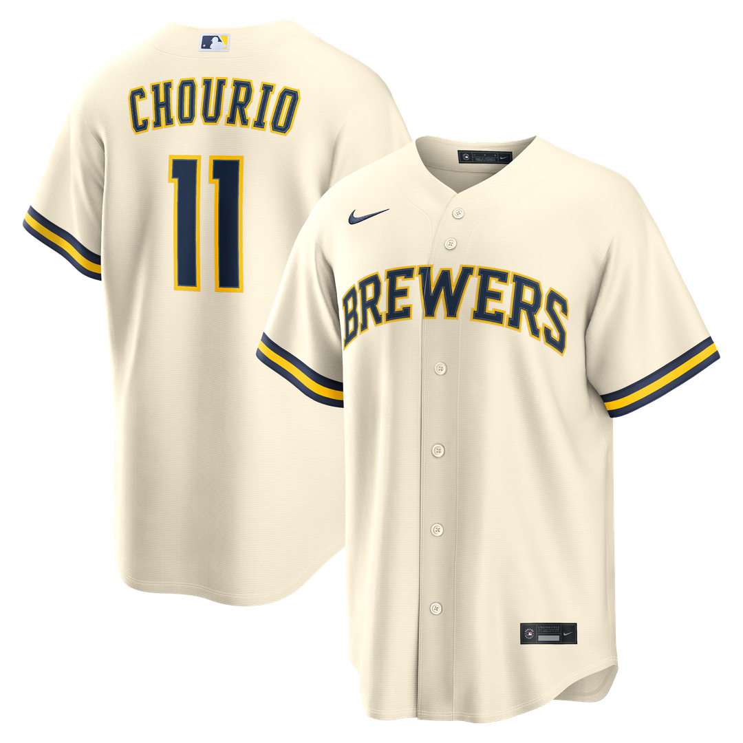 Milwaukee Brewers Nike Cream Replica MLB baseball jersey