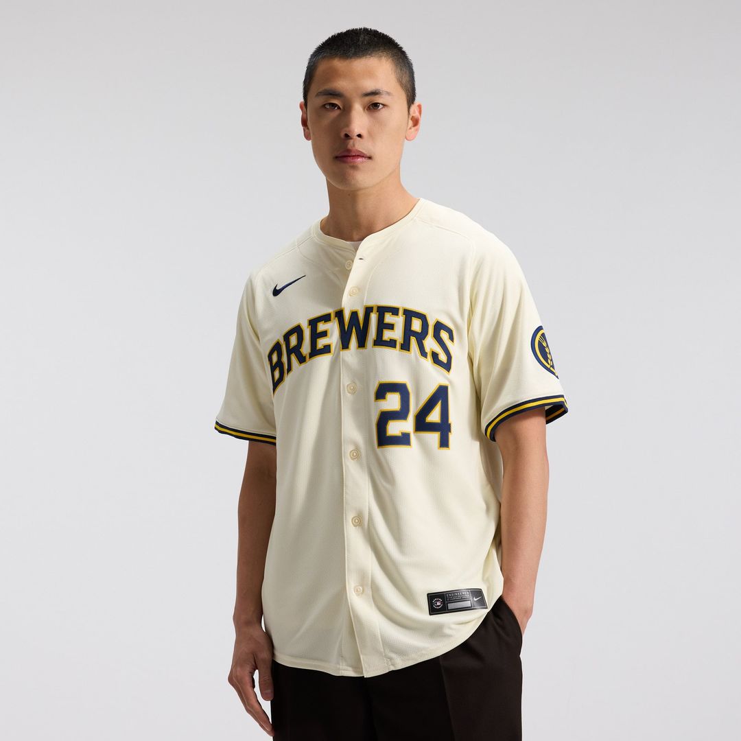 Milwaukee Brewers Nike Authentic Jersey Cream