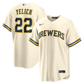 Milwaukee Brewers Nike Cream Replica MLB baseball jersey