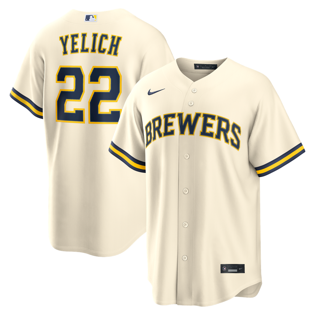 Milwaukee Brewers Nike Cream Replica MLB baseball jersey