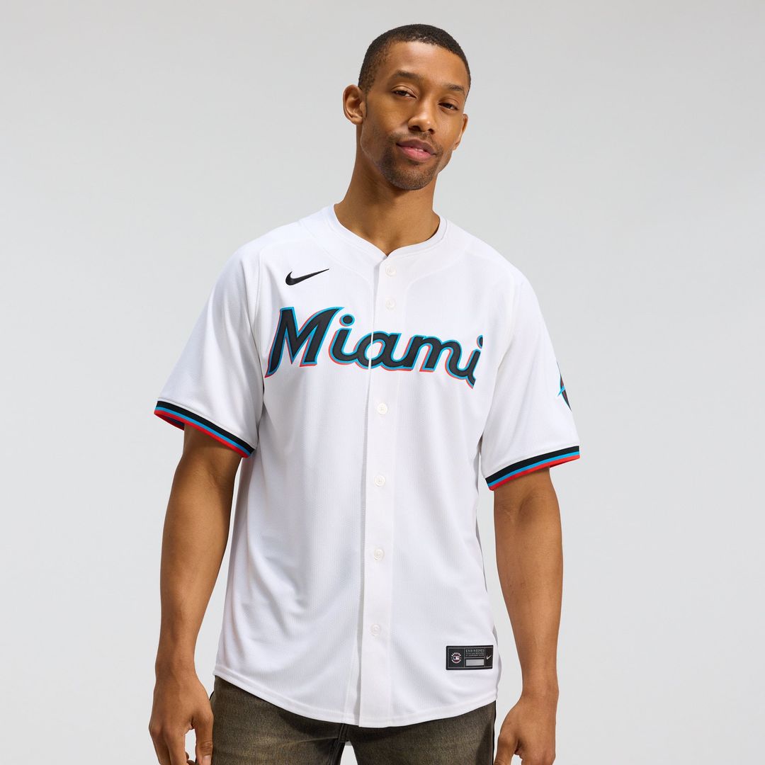 Miami Marlins Nike White Authentic MLB baseball jersey