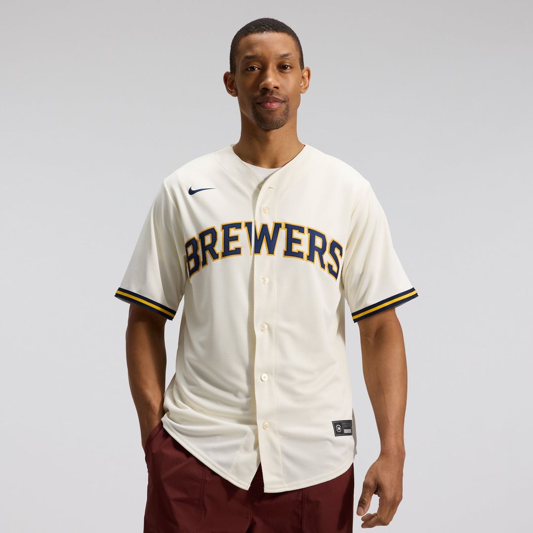 Milwaukee Brewers Nike Cream Replica MLB baseball jersey