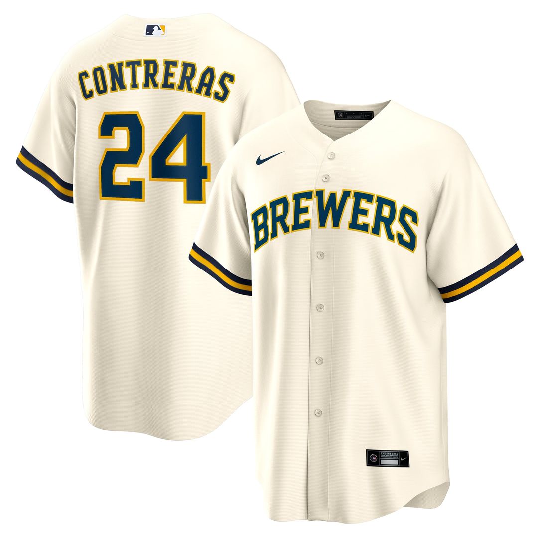 Milwaukee Brewers Nike Cream Replica MLB baseball jersey