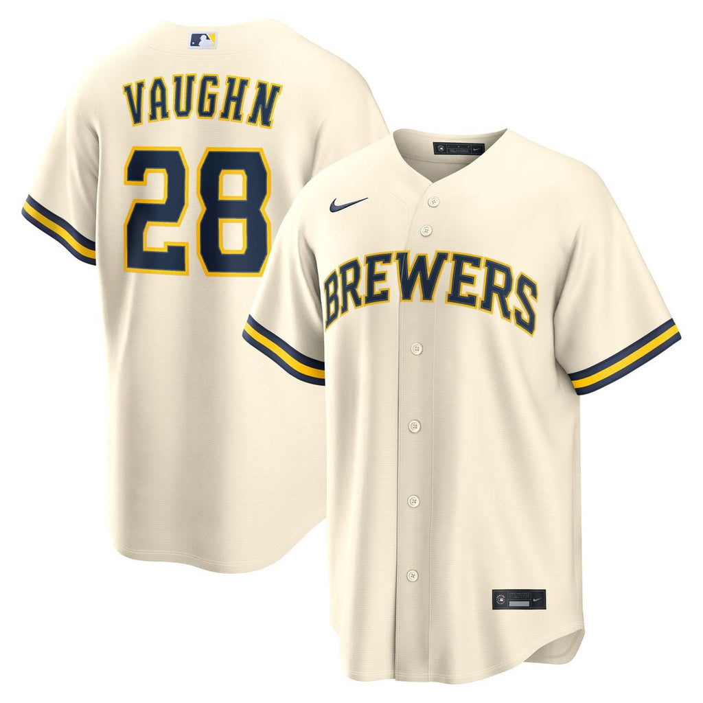 Milwaukee Brewers Nike Cream Replica MLB baseball jersey