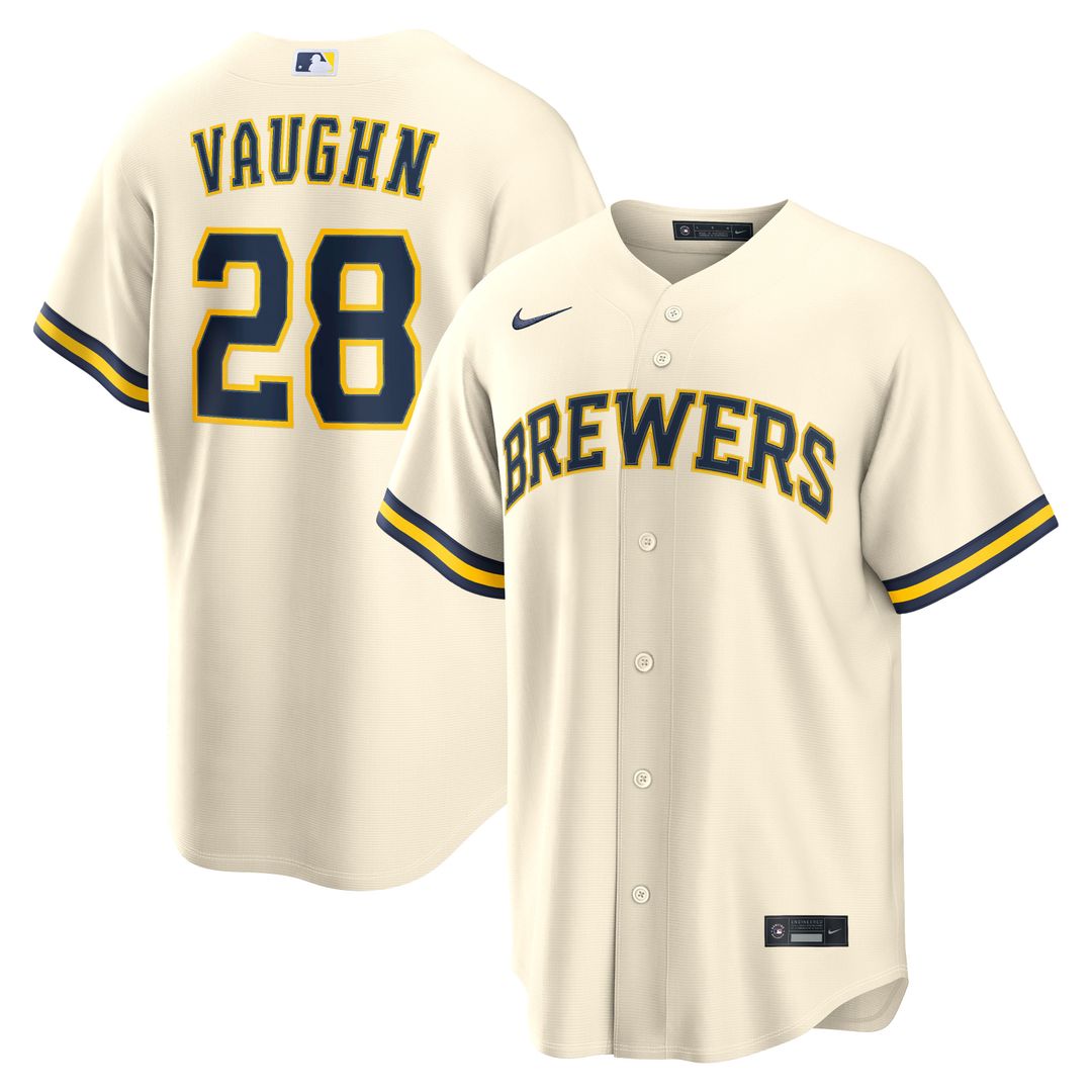 Milwaukee Brewers Nike Cream Replica MLB baseball jersey