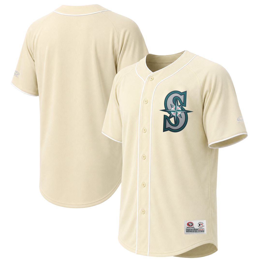 Seattle Mariners Stitches Cream Authentic MLB baseball jersey