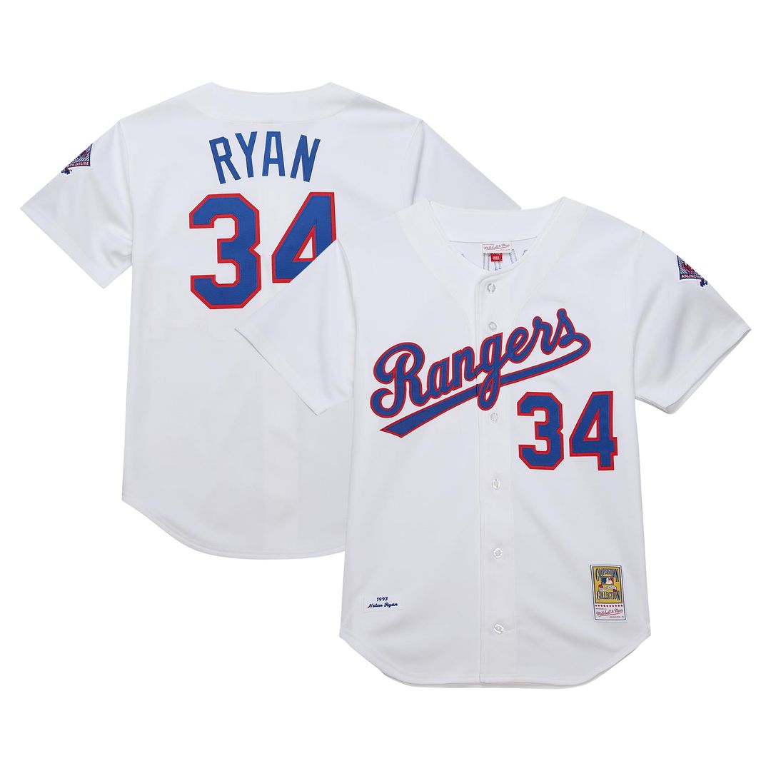 Texas Rangers Mitchell & Ness White Authentic MLB baseball jersey