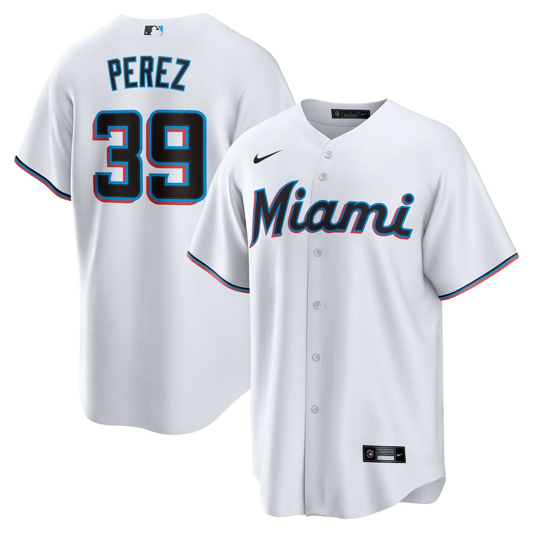 Miami Marlins Nike White Replica MLB baseball jersey